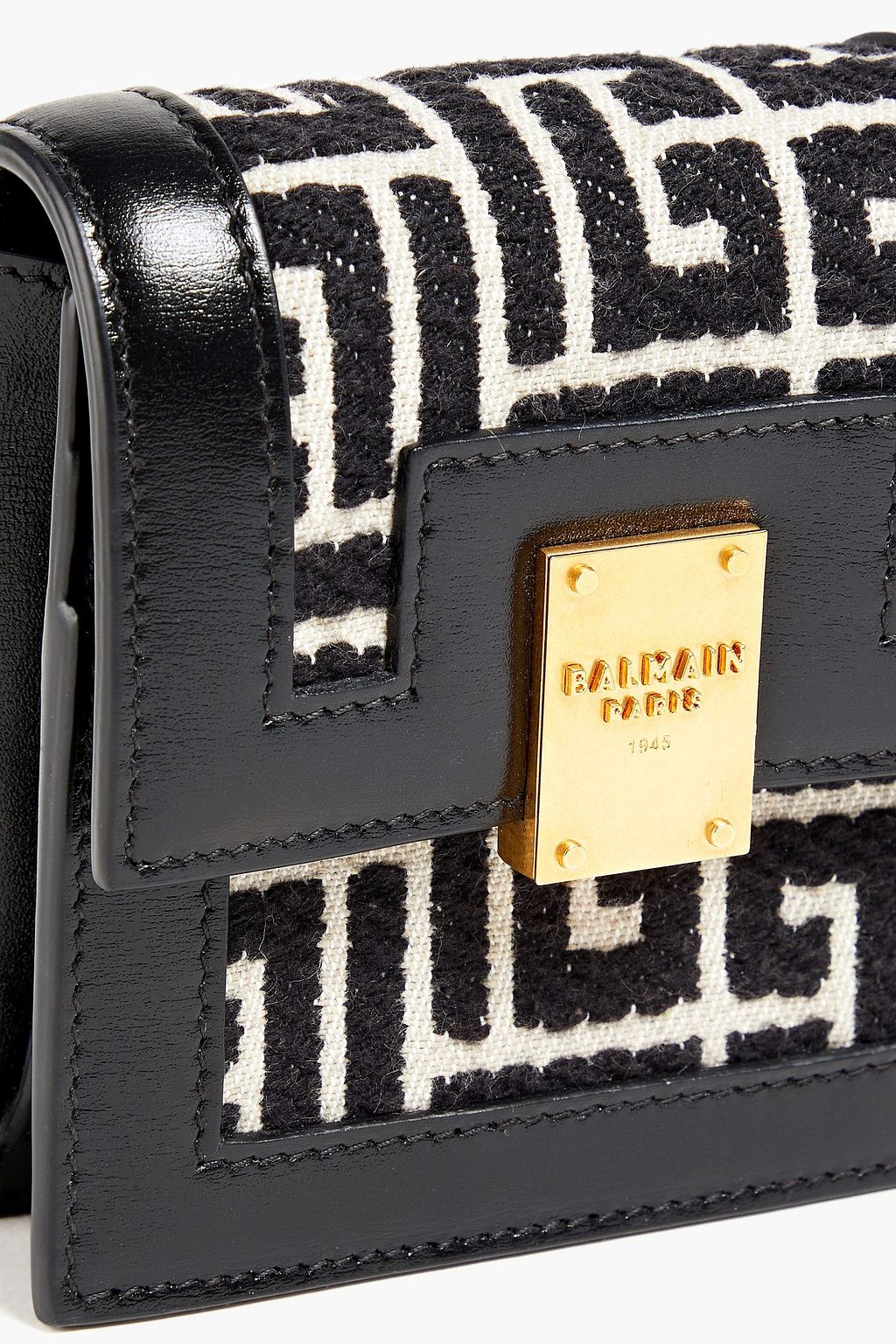 BALMAIN 1945 leather and jacquard cardholder