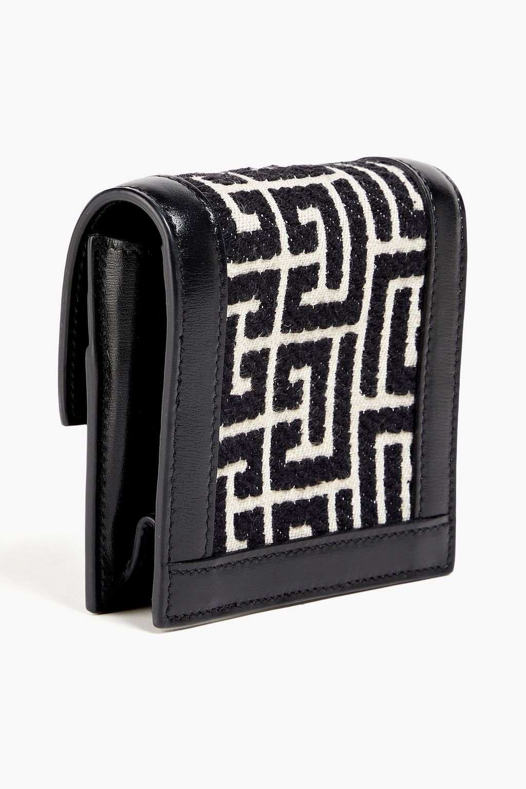 BALMAIN 1945 leather and jacquard cardholder