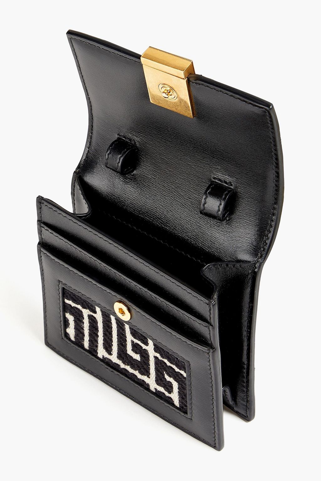 BALMAIN 1945 leather and jacquard cardholder