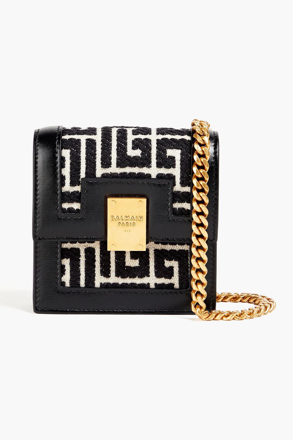 BALMAIN 1945 leather and jacquard cardholder
