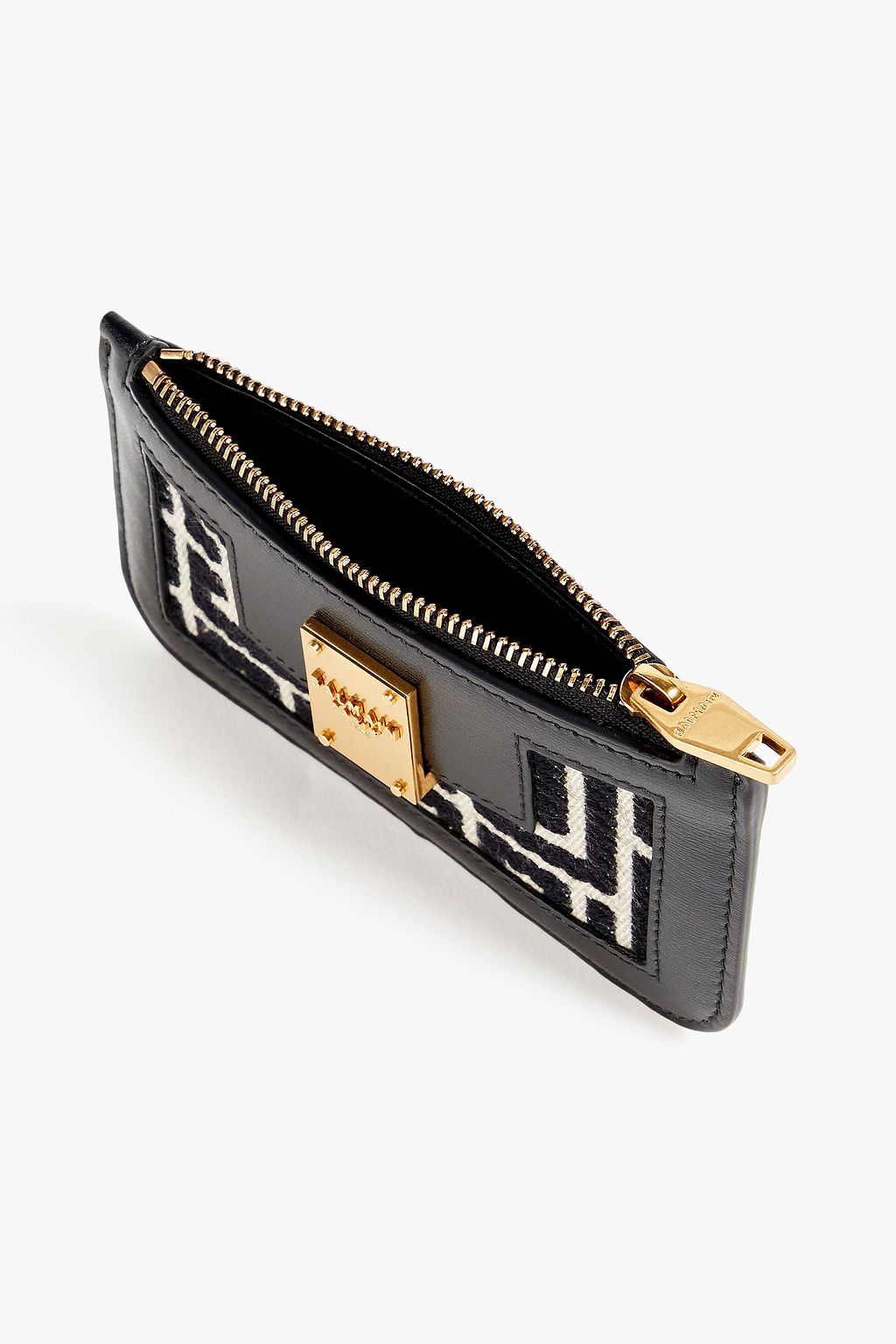 BALMAIN 1945 leather-trimmed jacquard cardholder