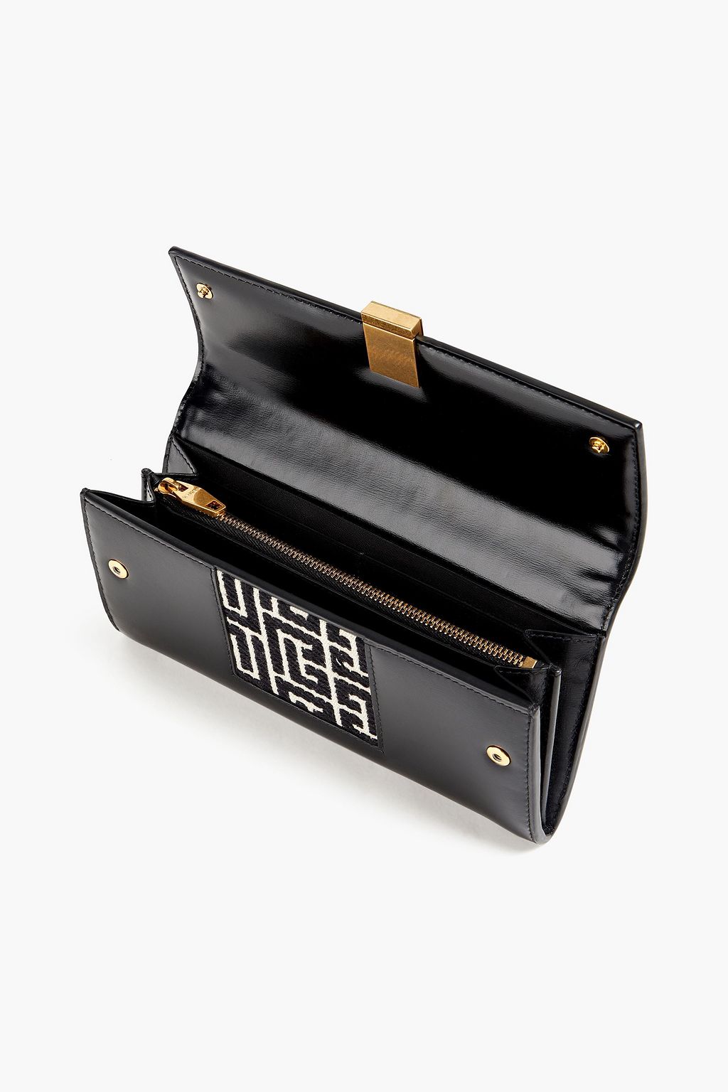 BALMAIN 1945 leather and jacquard wallet