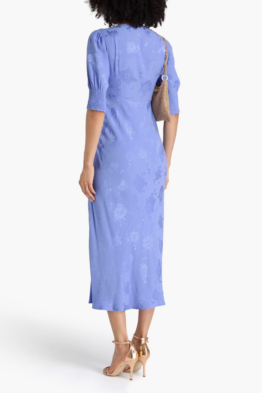 RIXO Satin-jacquard midi dress