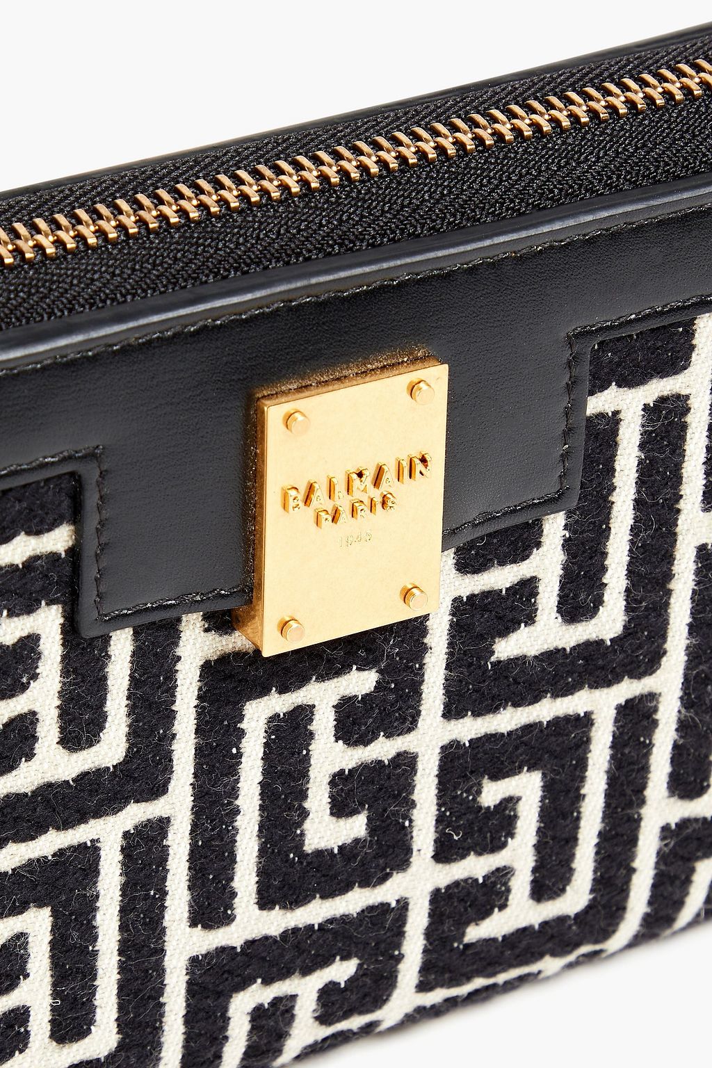 BALMAIN 1945 leather and jacquard wallet