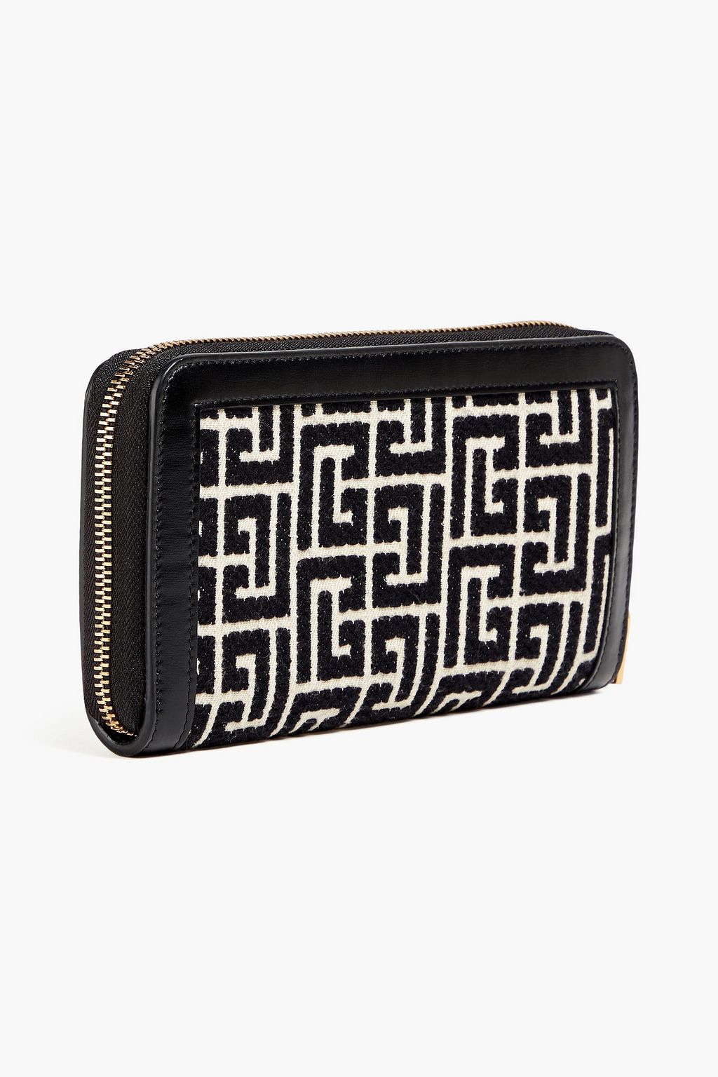 BALMAIN 1945 leather and jacquard wallet
