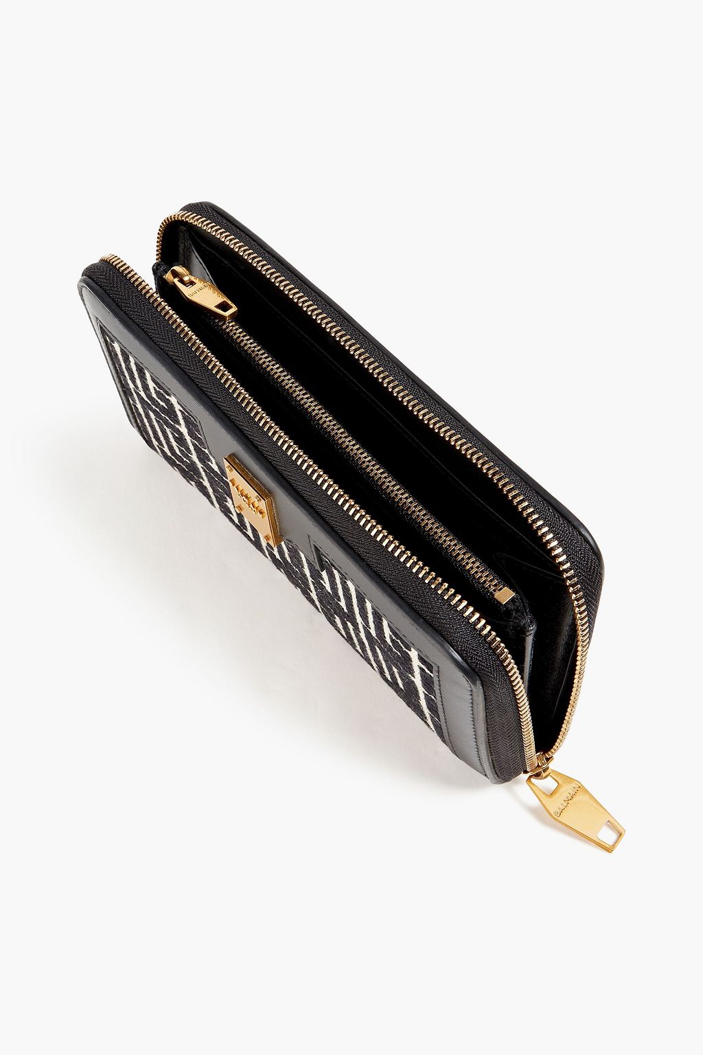 BALMAIN 1945 leather and jacquard wallet