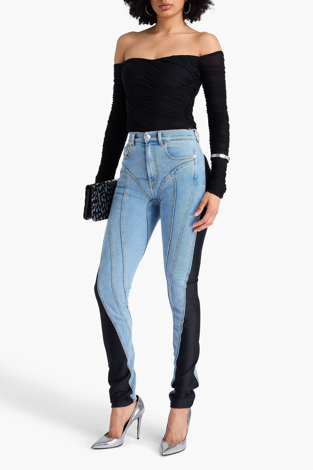 MUGLER ハイライズ スリムレッグジーンズ スキューバパネル