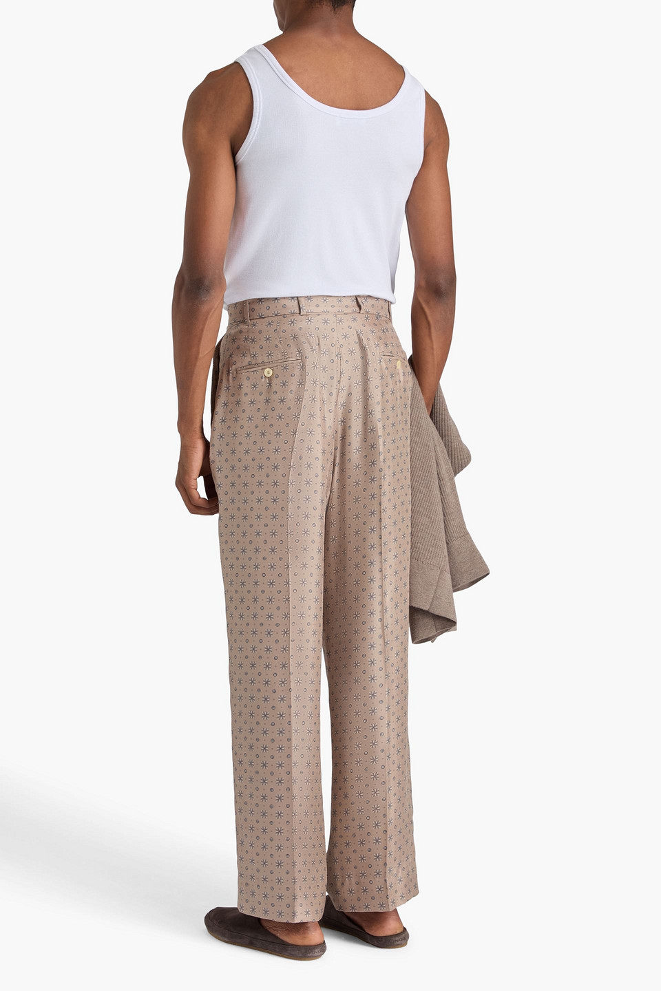 Officine Generale Nash Belted Printed Silk-twill Pants In Multi