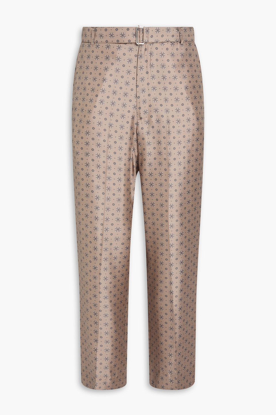 Officine Generale Nash Belted Printed Silk-twill Pants In Multi