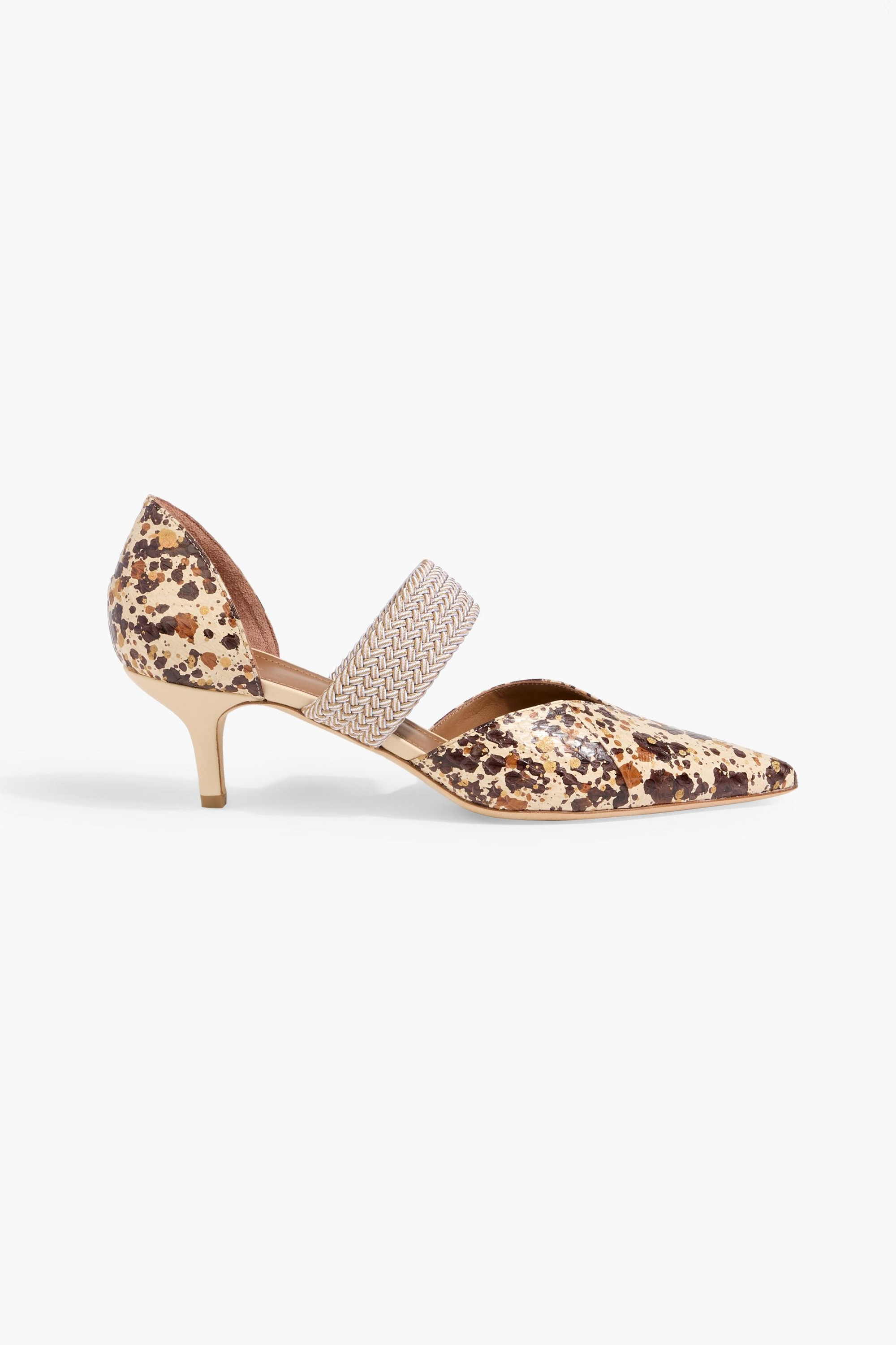 Malone Souliers Maisie metallic printed elaphe pumps