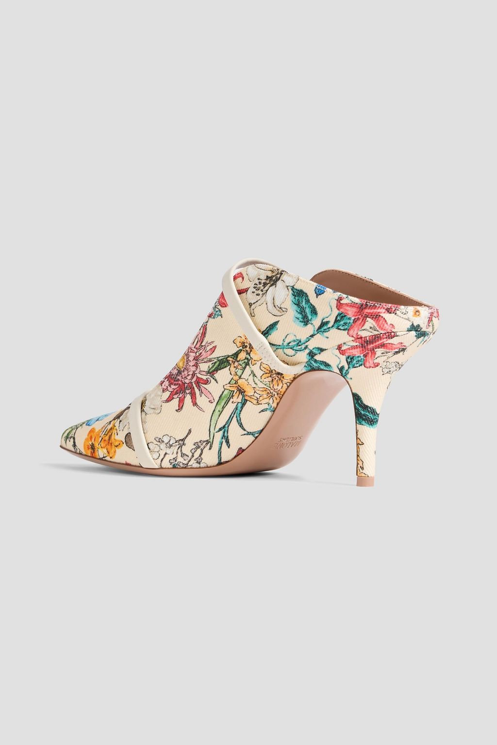 MALONE SOULIERS Maureen 70 leather-trimmed floral-print canvas mules
