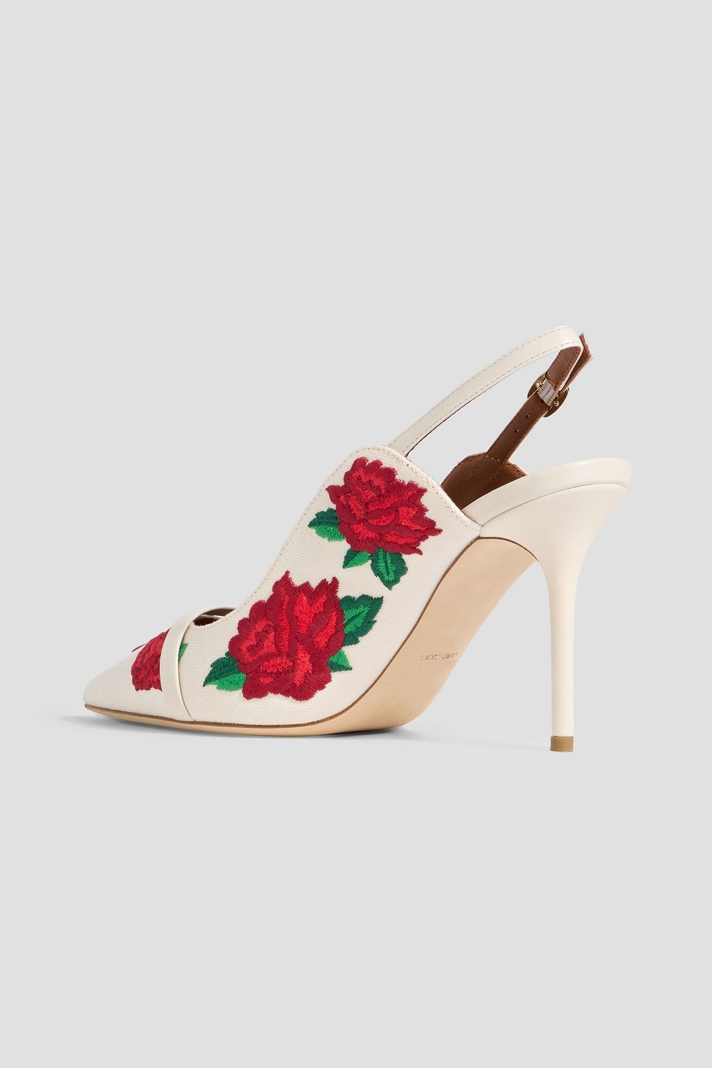 MALONE SOULIERS Marion 85 embroidered canvas slingback pumps