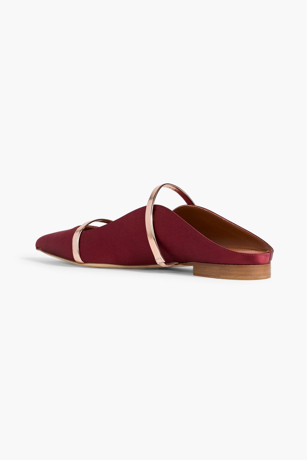 MALONE SOULIERS Maureen metallic leather-trimmed satin point-toe flats