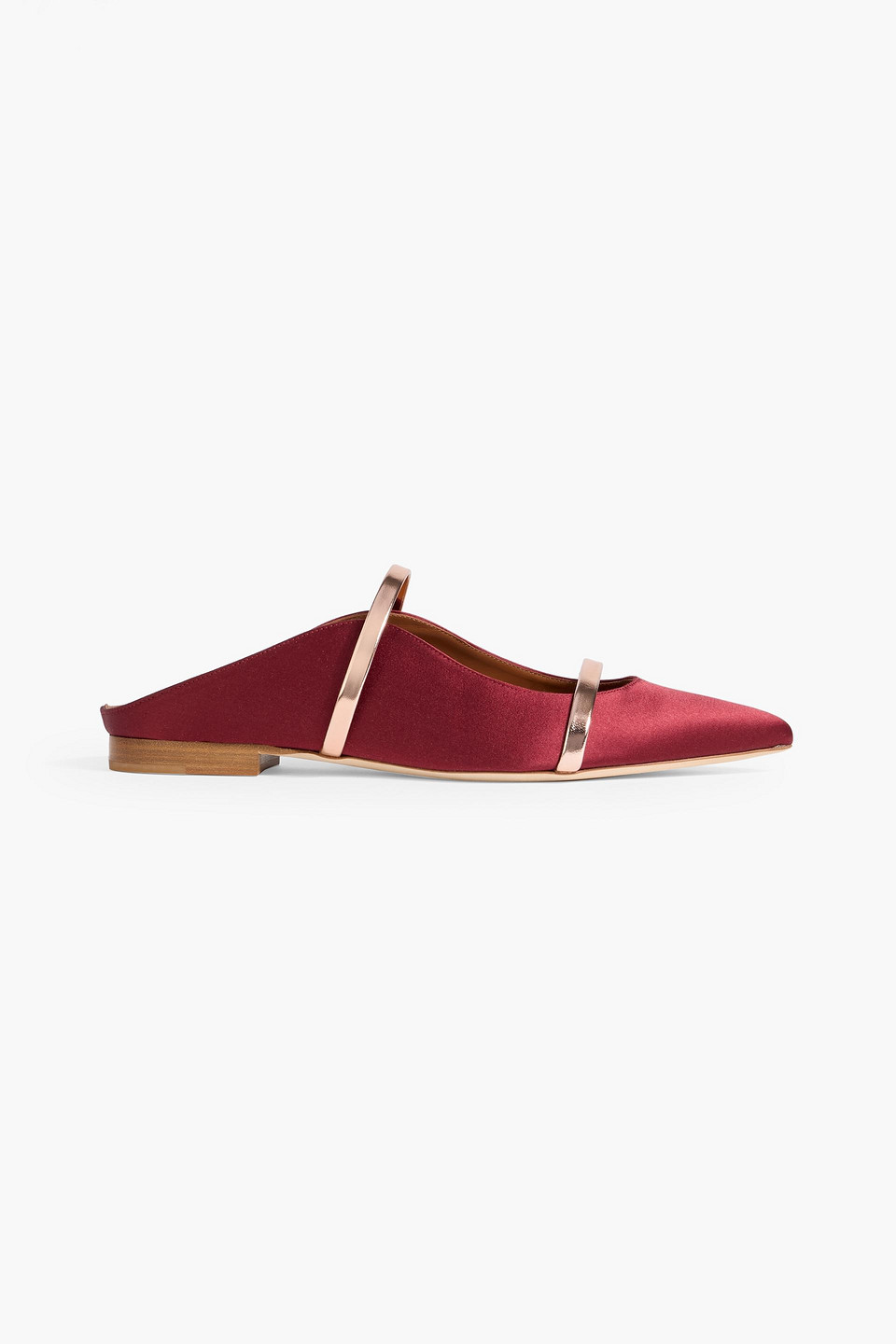 Malone Souliers Maureen Metallic Leather-trimmed Satin Point-toe Flats In Purple