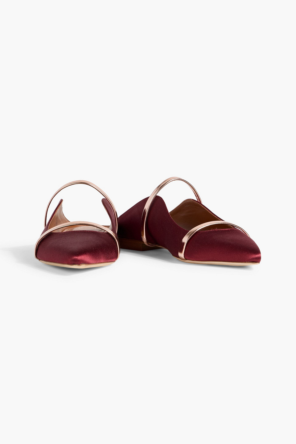 Malone Souliers Maureen Metallic Leather-trimmed Satin Point-toe Flats In Purple