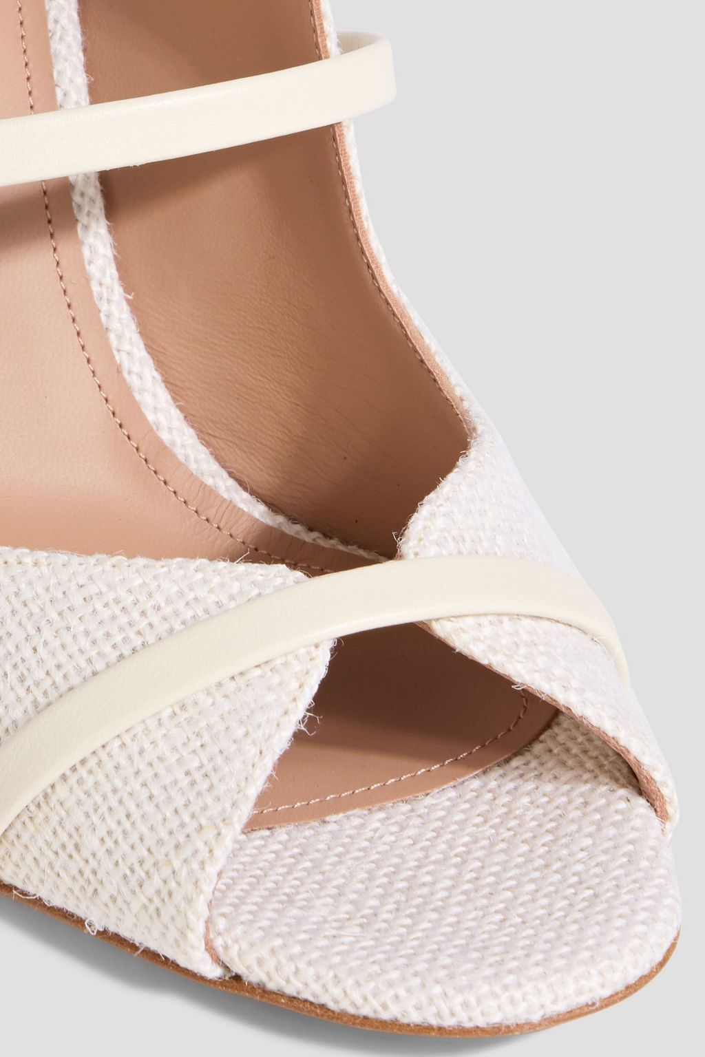 MALONE SOULIERS Norah 85 leather-trimmed jute mules