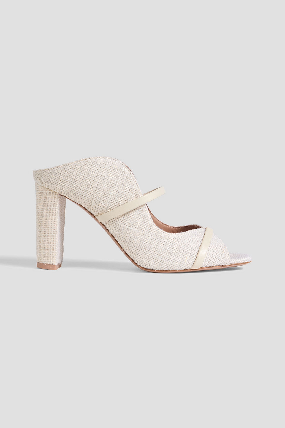 Malone Souliers Norah 85 Leather-trimmed Jute Mules In Beige