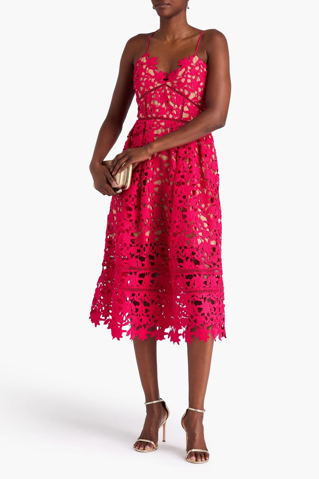 SELF-PORTRAIT Macramé lace midi dress