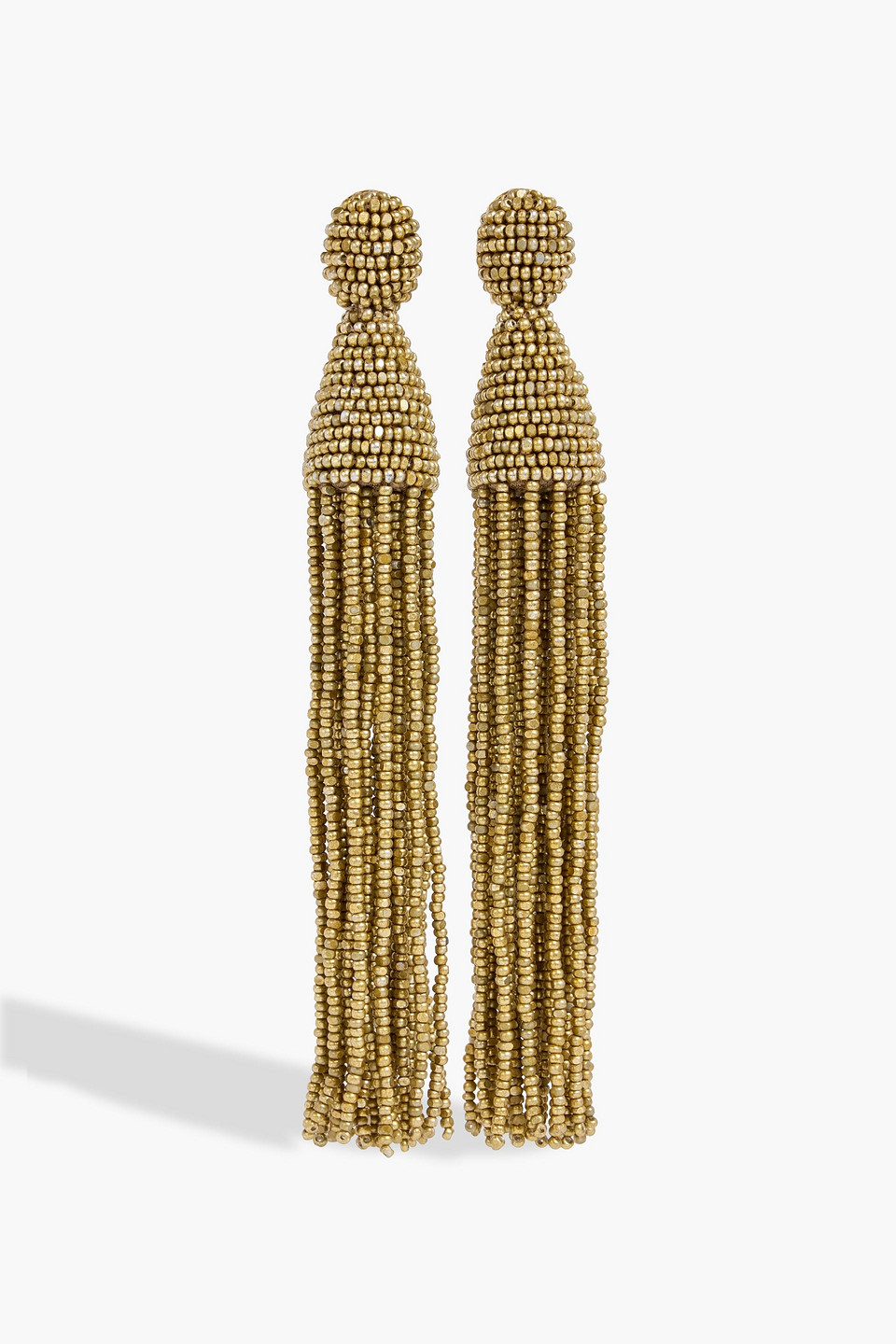 Oscar De La Renta Beaded Clip Earrings In Gold