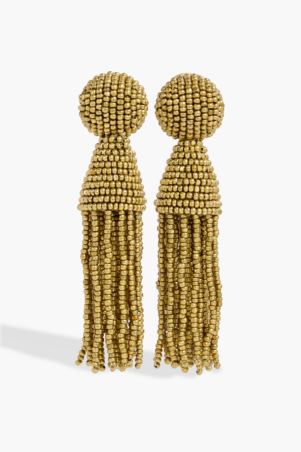 Oscar De La Renta Beaded Clip Earrings In Gold