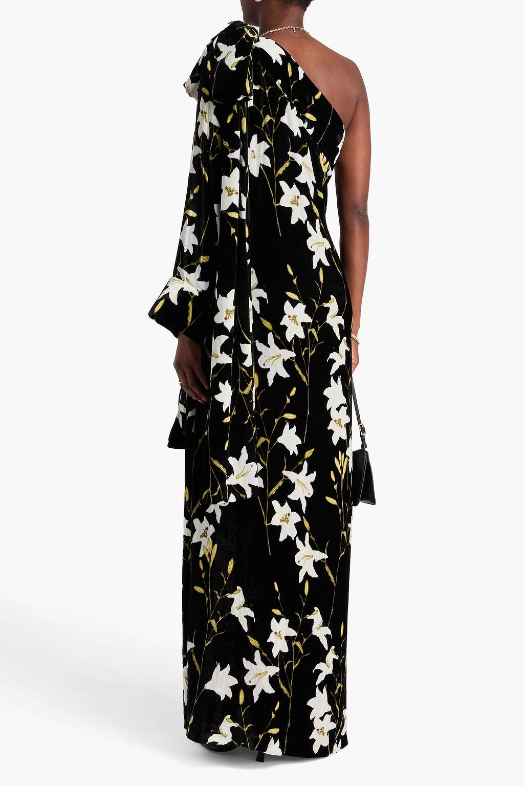 BERNADETTE فستان طويل من المخمل بِكُم واحد بطبعة الأزهار