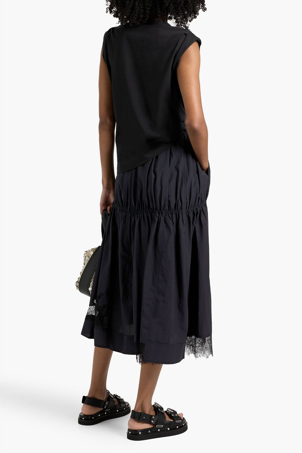 3.1 PHILLIP LIM Embellished jersey-paneled TENCEL™ and cotton-blend midi dress