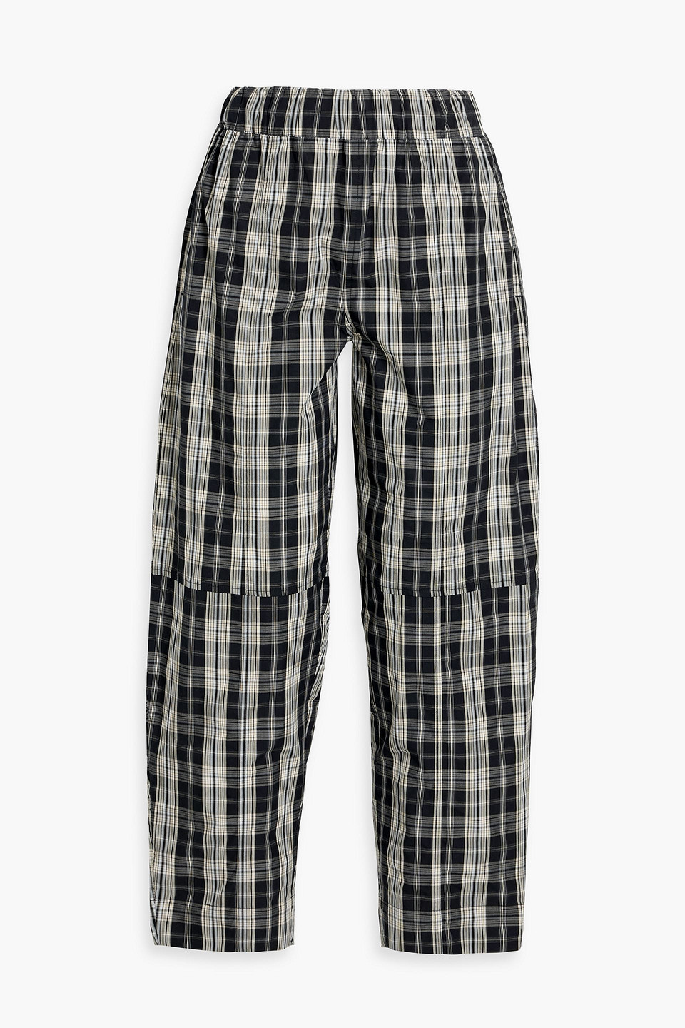 Ganni Checked Cotton-jacquard Tapered Pants