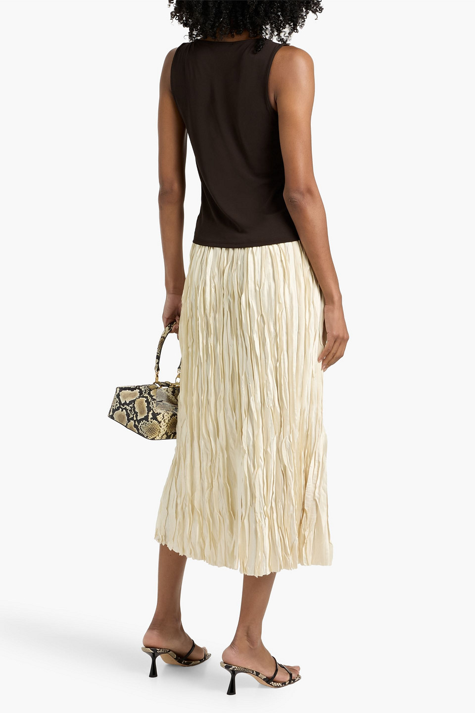 Frame Deep V Tank Top In Chocolate Brown In Brown