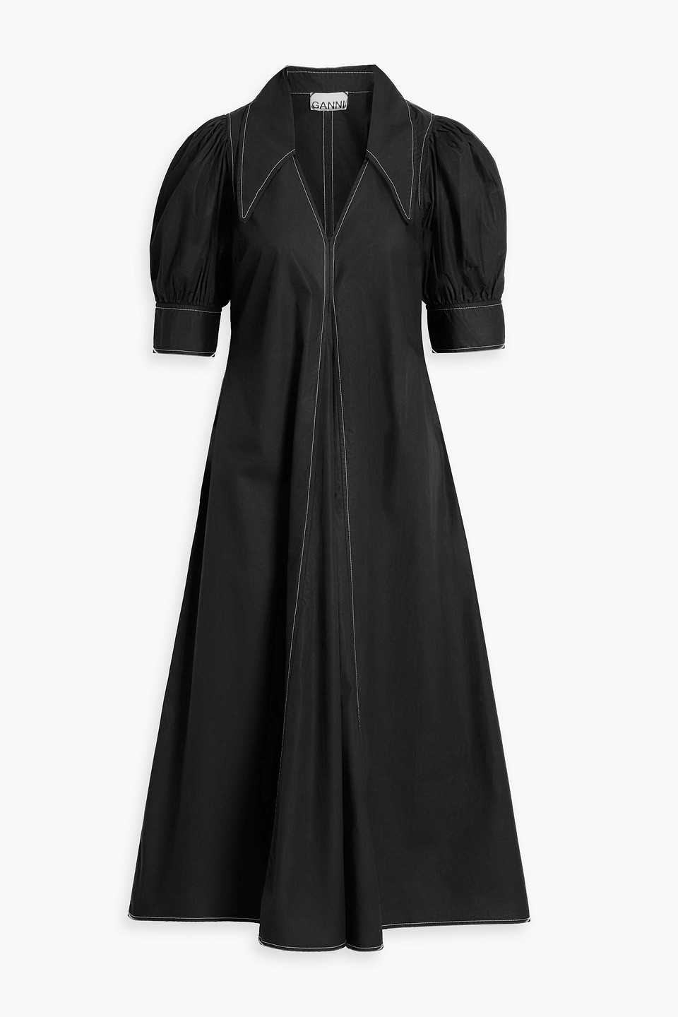 Pleated cotton-poplin midi dress