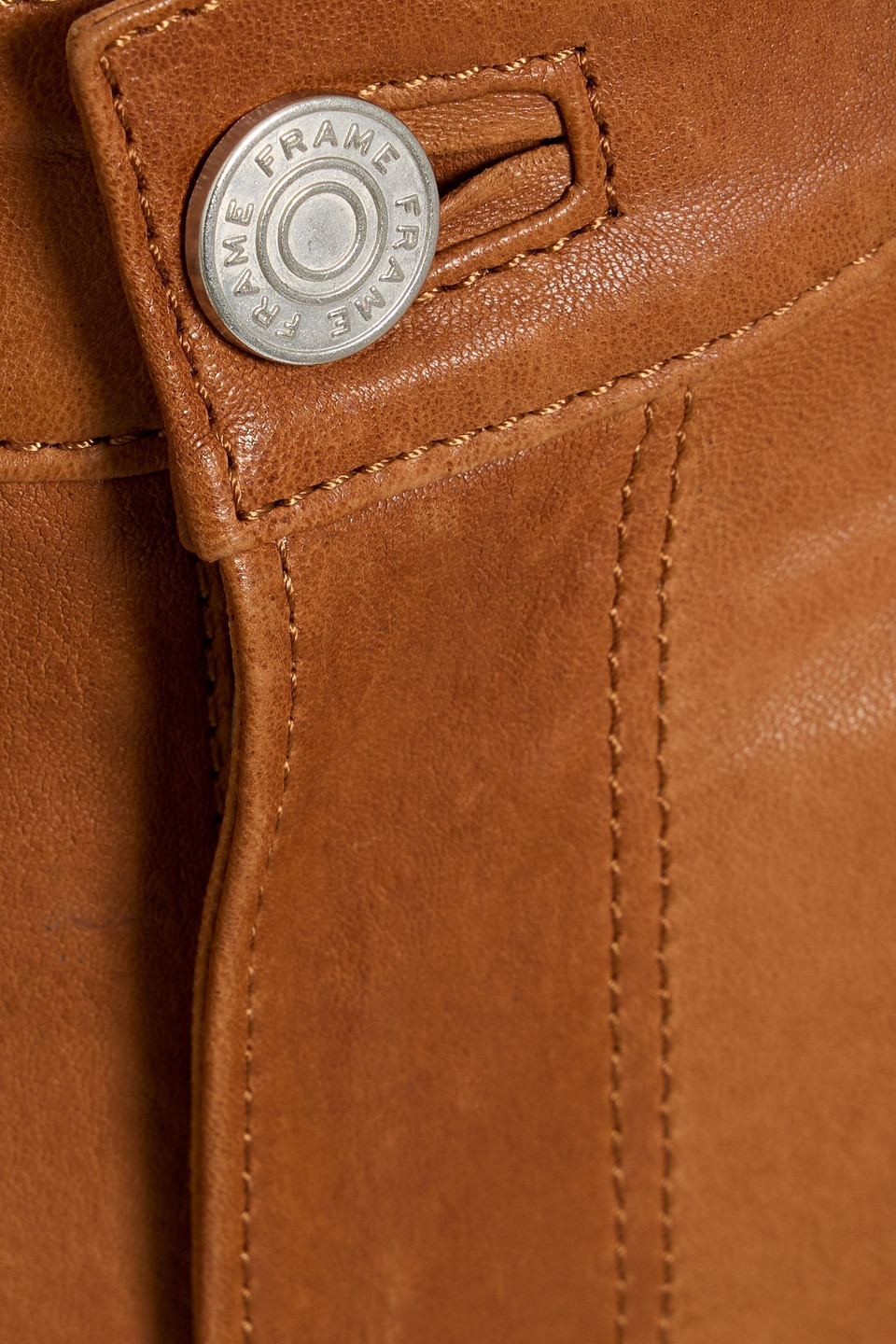 Frame Le Crop Mini Boot Leather Bootcut Pants In Brown