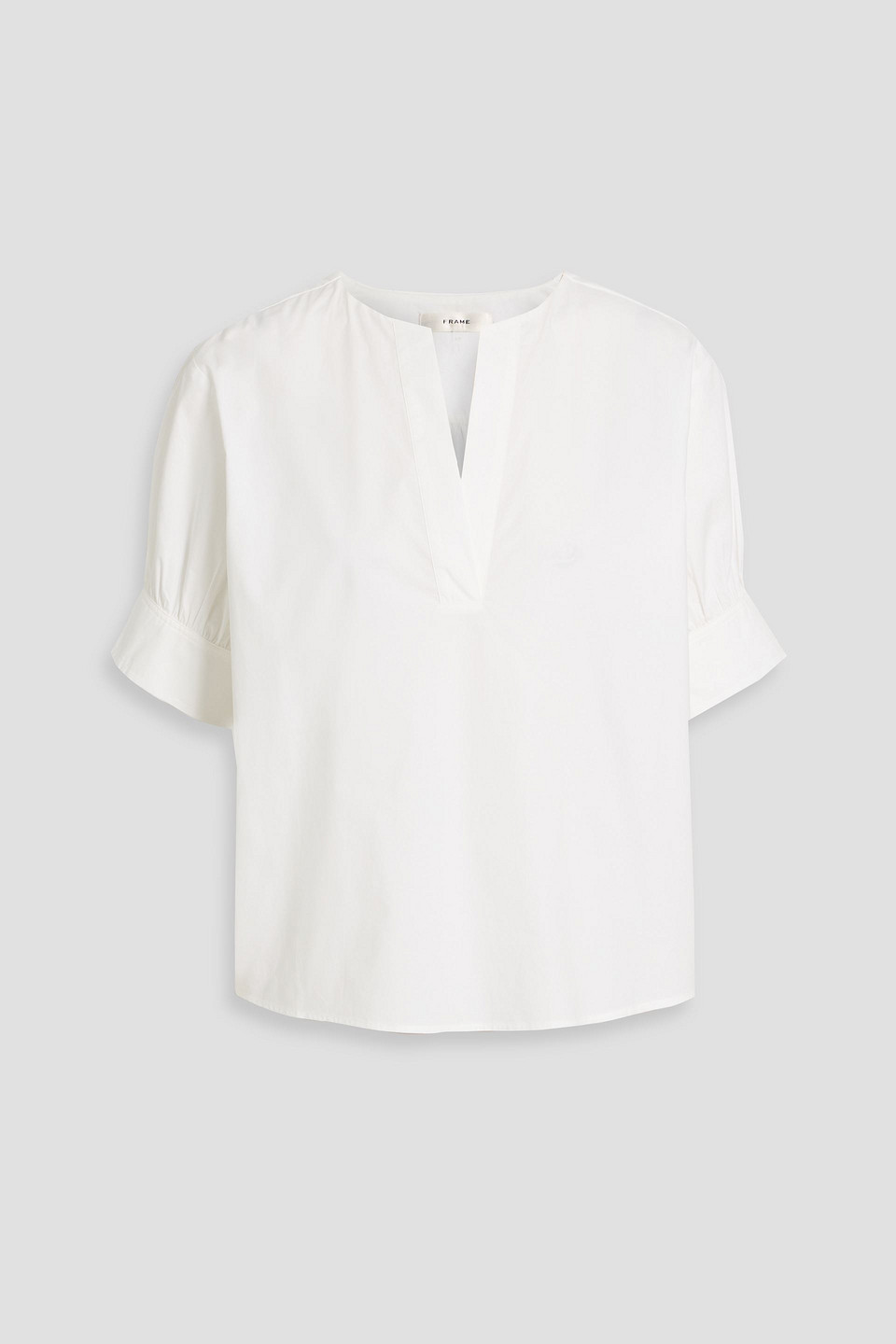 Frame Gathered Cotton-poplin Top In White