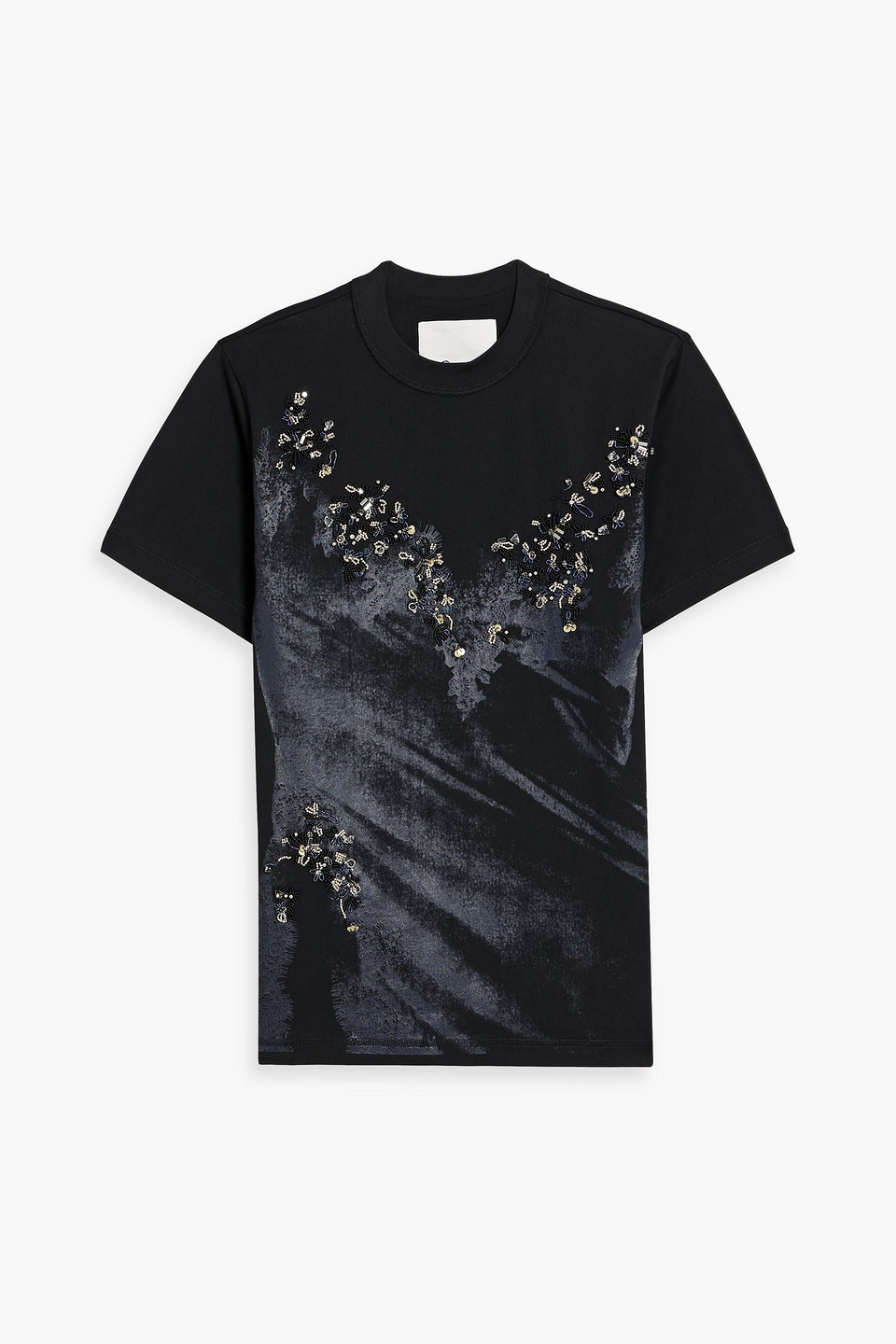 3.1 Phillip Lim Embellished Printed Cotton-jersey T-shirt In Black