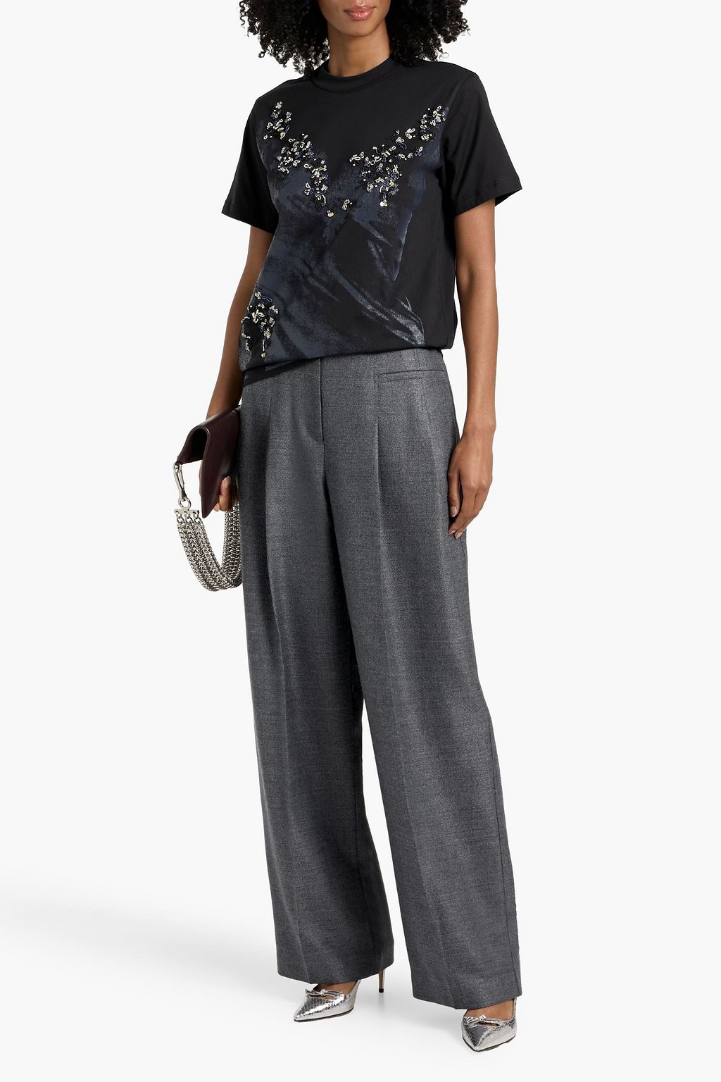 3.1 PHILLIP LIM T-Shirt aus Baumwoll-Jersey mit Print und Verzierung