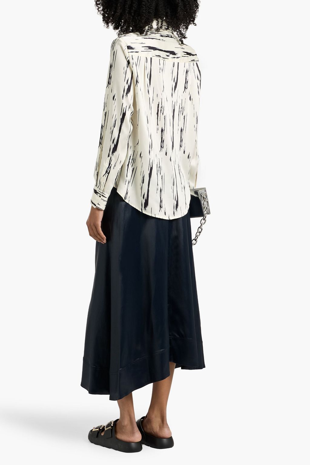 3.1 PHILLIP LIM Draped printed satin-twill shirt