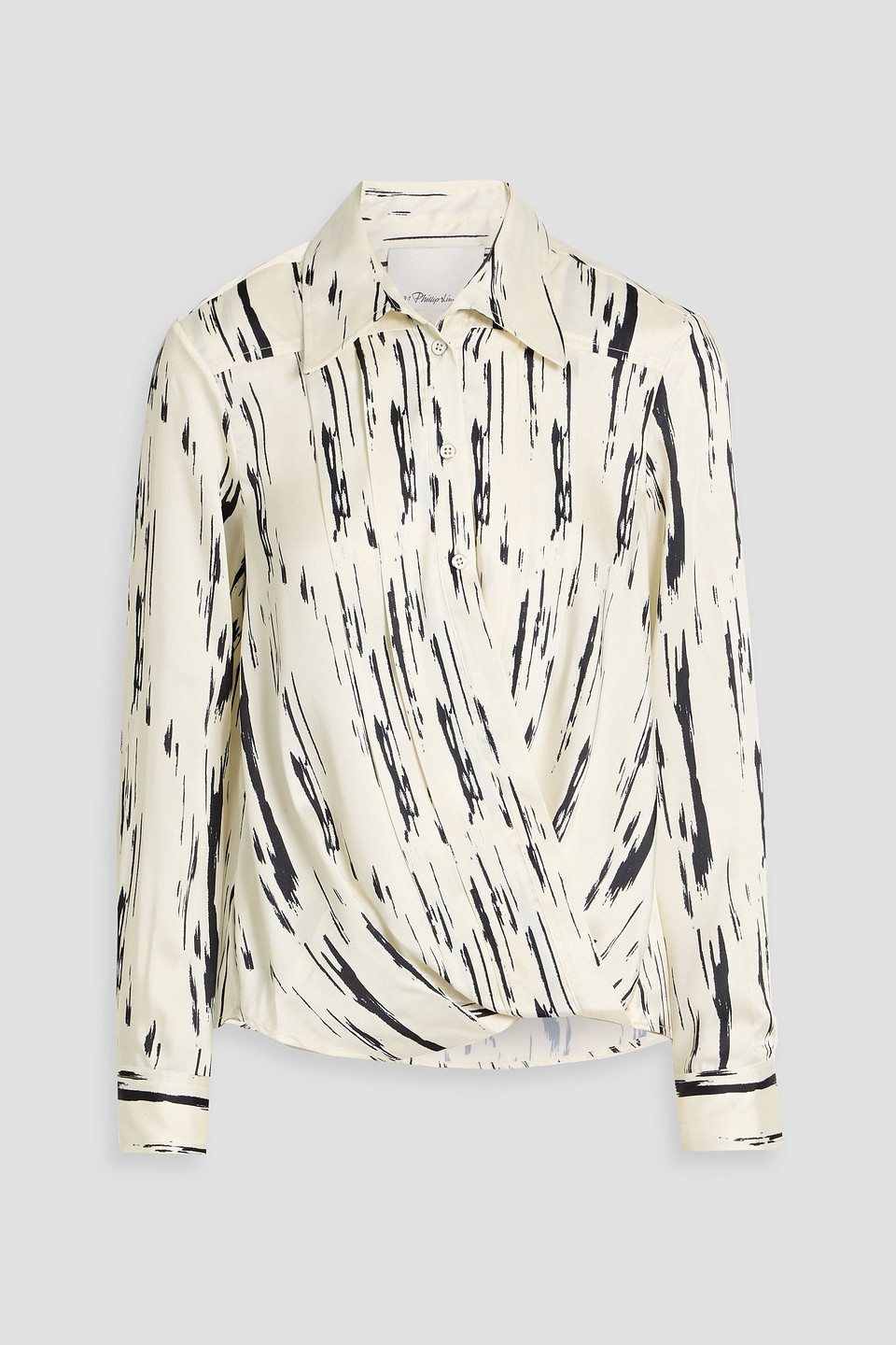 3.1 Phillip Lim Draped Printed Satin-twill Shirt In White