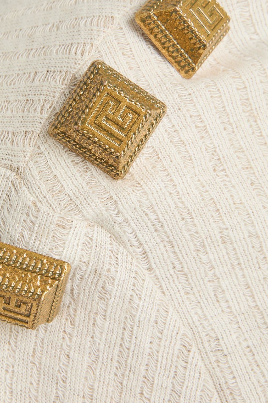 BALMAIN Cropped Oberteil aus Rippstrick mit Verzierung