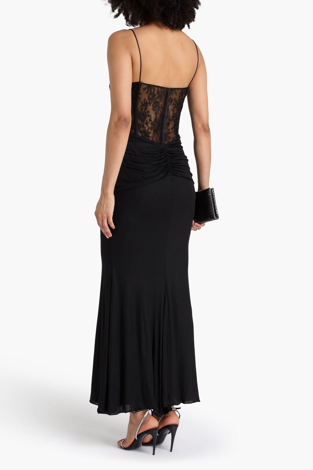 ALESSANDRA RICH Robe in Maxilänge aus Jersey mit Spitzeneinsätzen