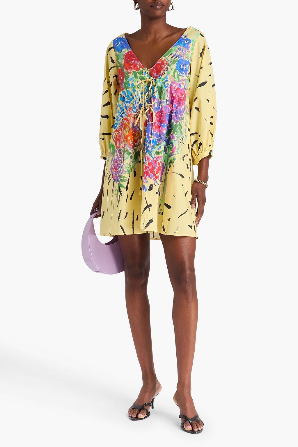 CHRISTOPHER KANE コットンポプリン ミニワンピース フローラルプリント