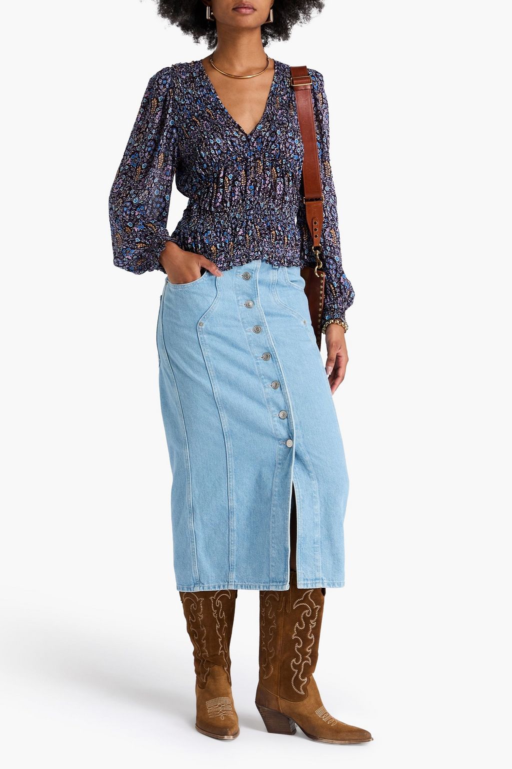 MARANT ÉTOILE Nibel floral-print crepon blouse