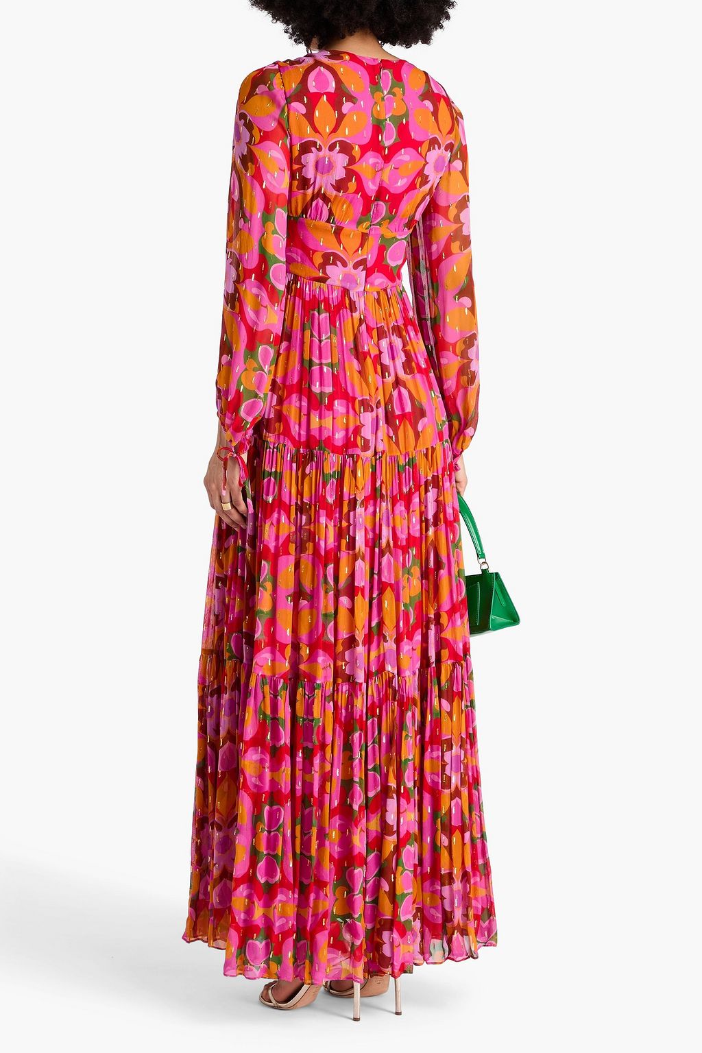BORGO DE NOR Bedrucktes Maxikleid aus Chiffon mit Metallic-Fil-Coupé