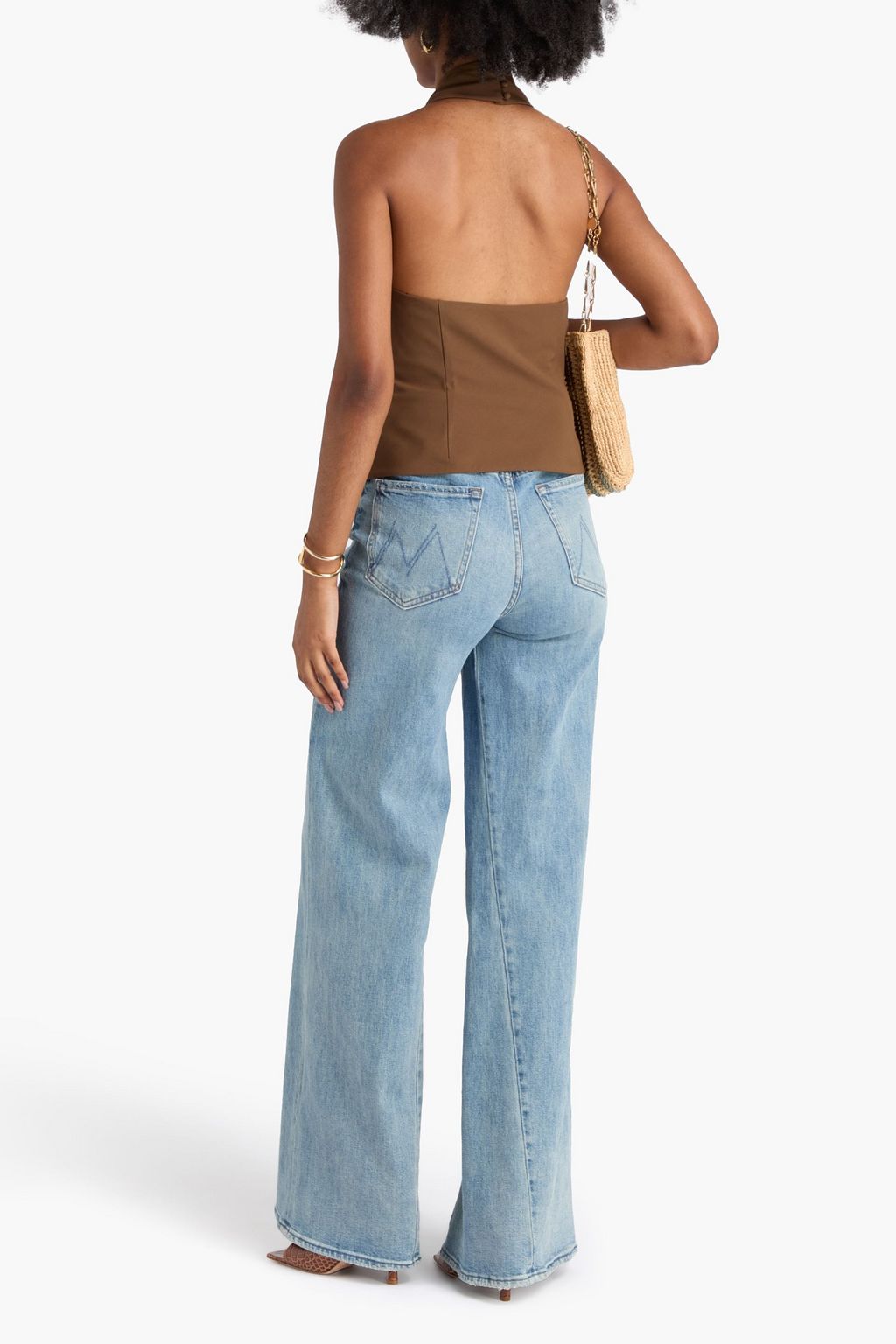 REJINA PYO Tilda embellished woven halterneck top