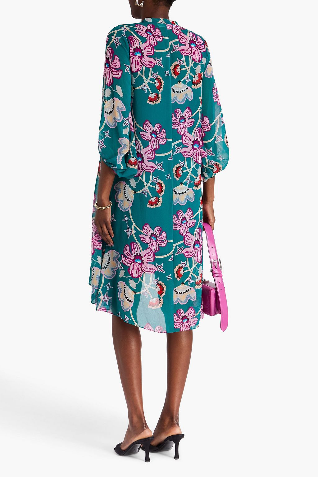 DIANE VON FURSTENBERG ジョーゼット ミディワンピース プリント入り
