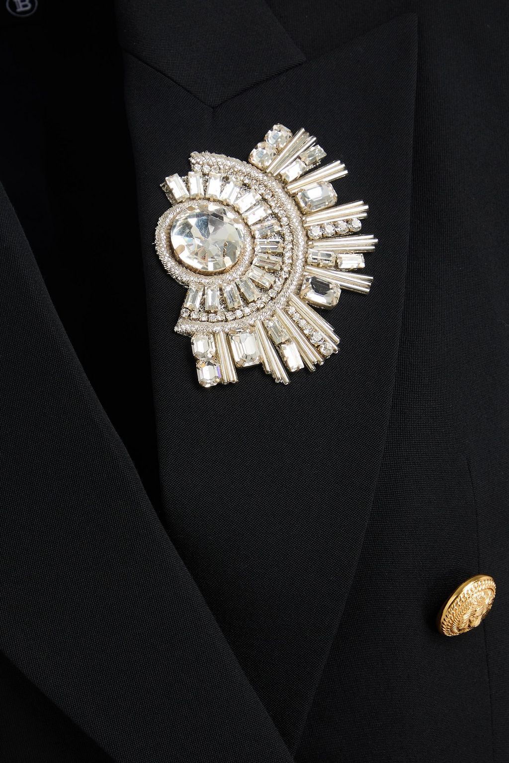BALMAIN Double-breasted embellished wool-twill blazer