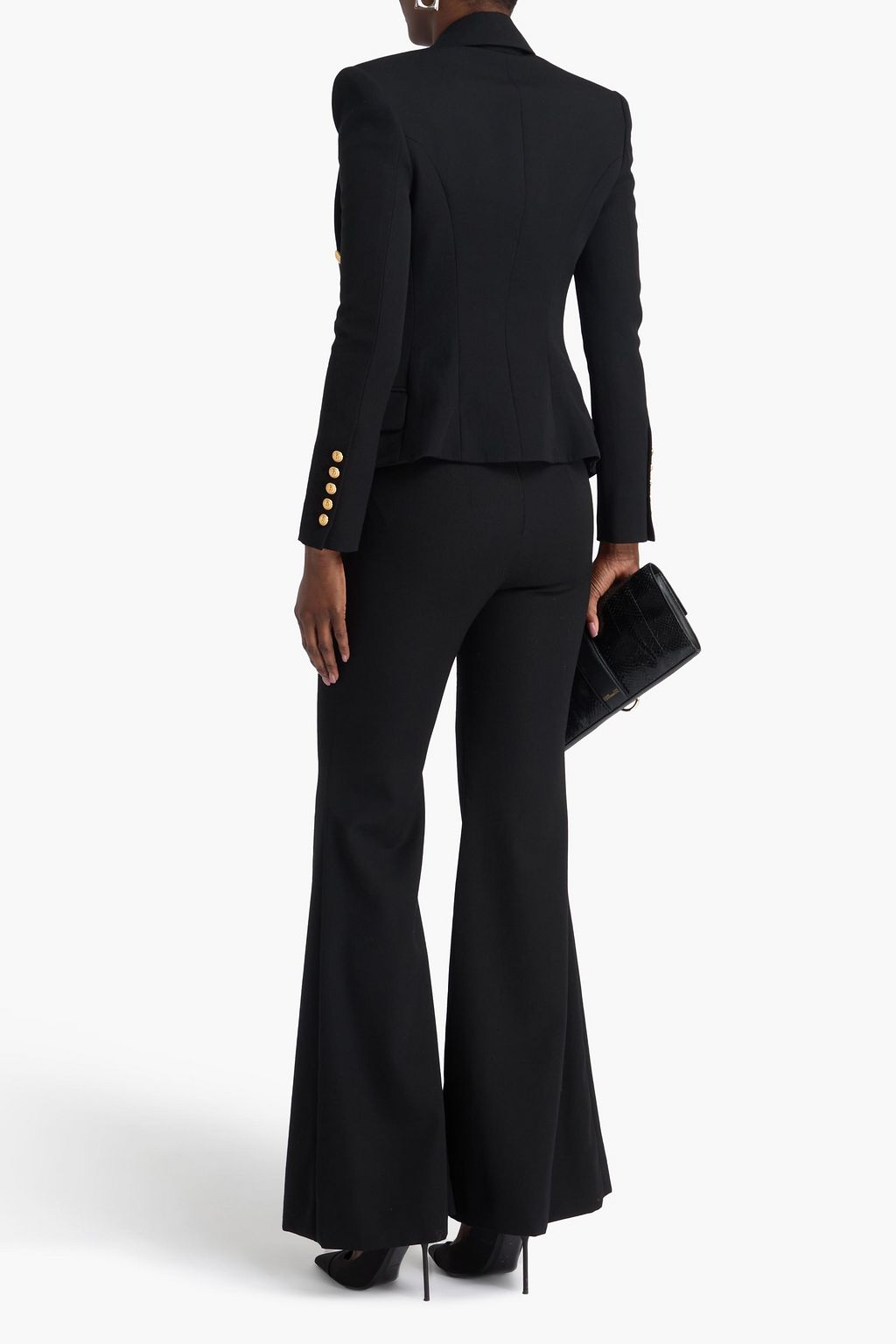 BALMAIN Double-breasted embellished wool-twill blazer
