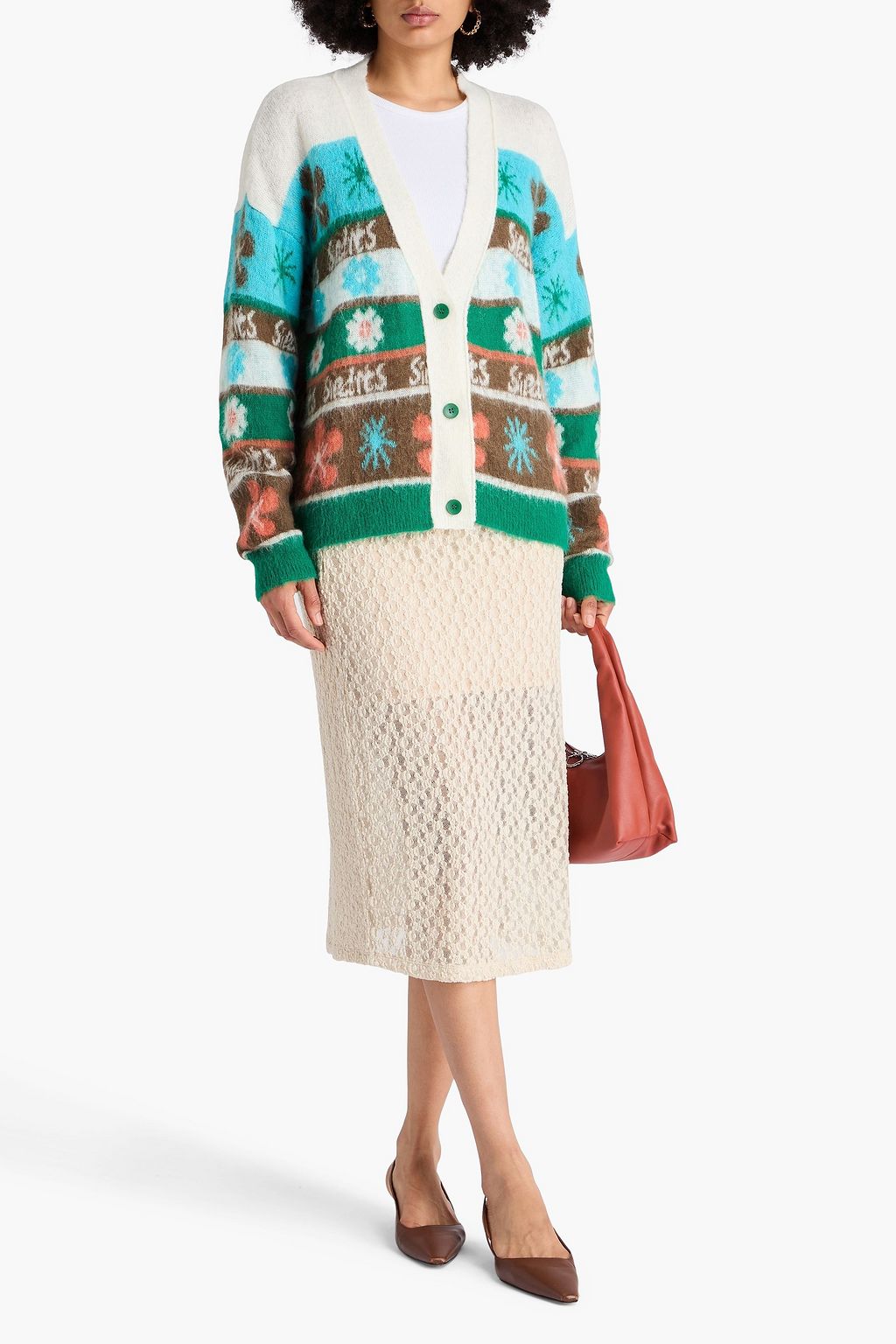 SIEDRÉS Jacquard-knit wool-blend cardigan