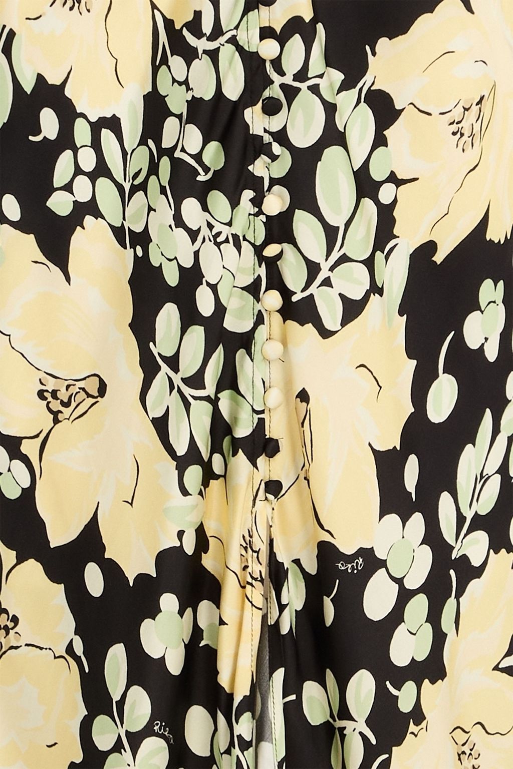 RIXO Simone Midikleid aus Satin mit floralem Print und Spitzenbesatz