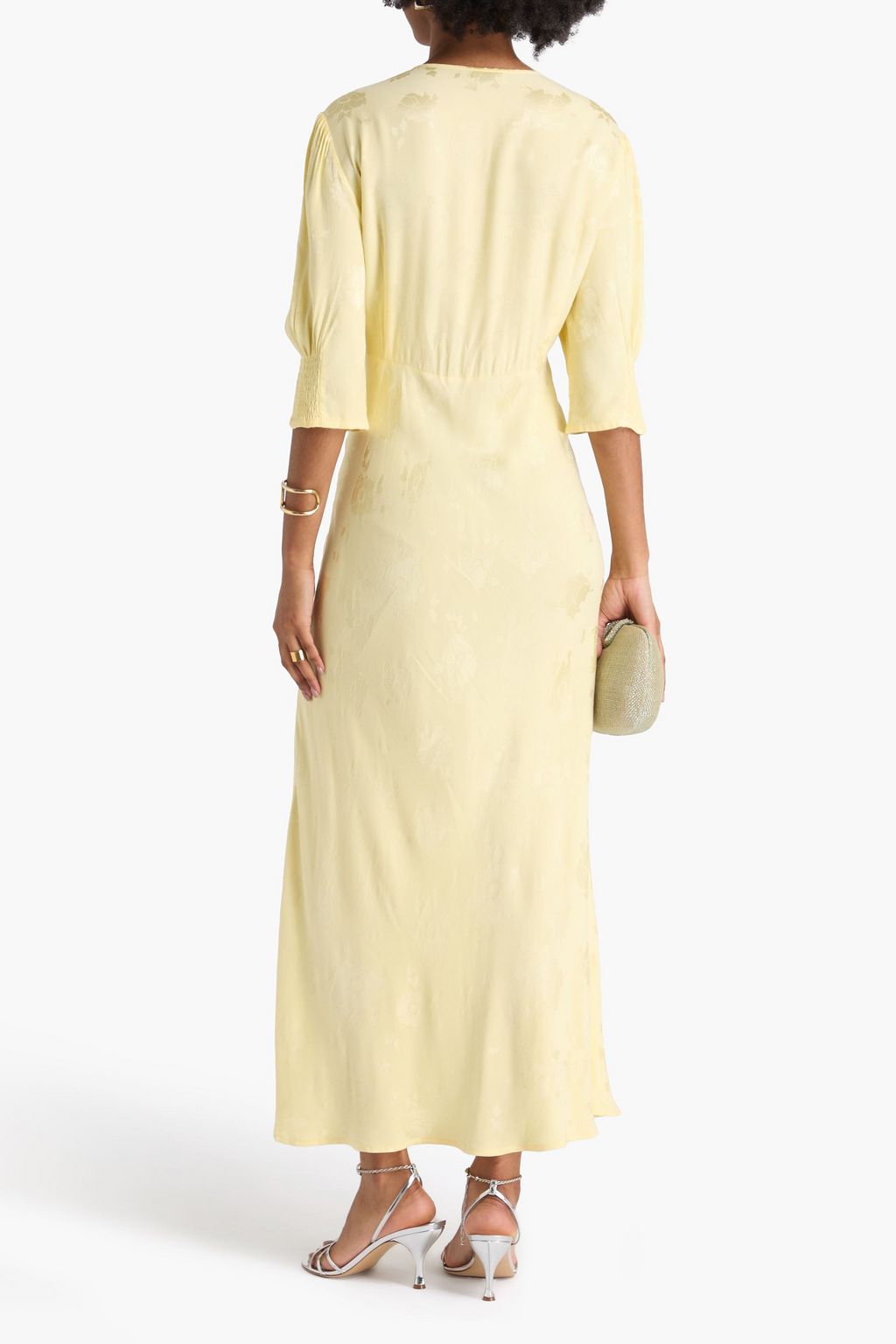 RIXO Midikleid aus glänzendem Jacquard