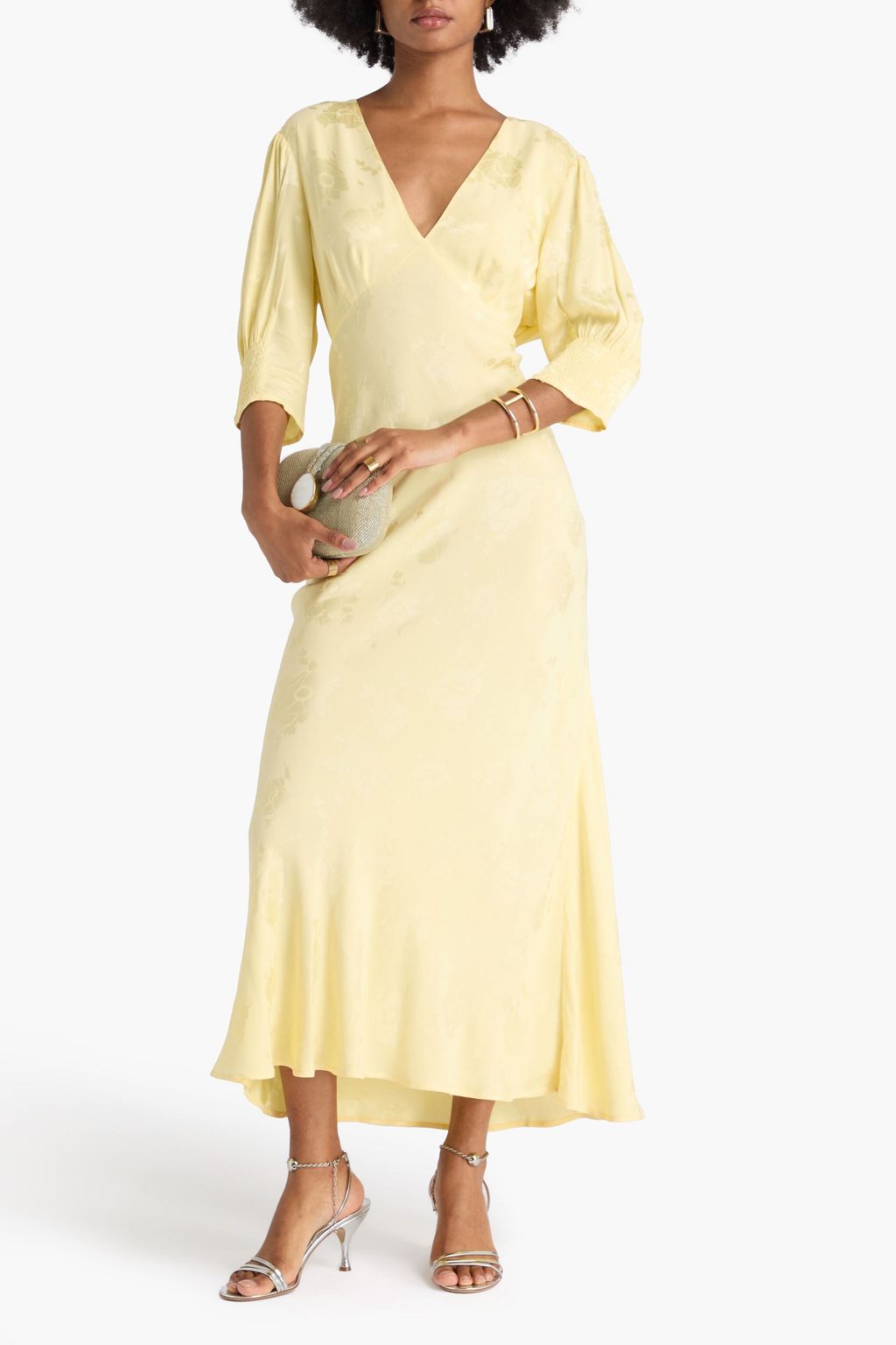 RIXO Midikleid aus glänzendem Jacquard