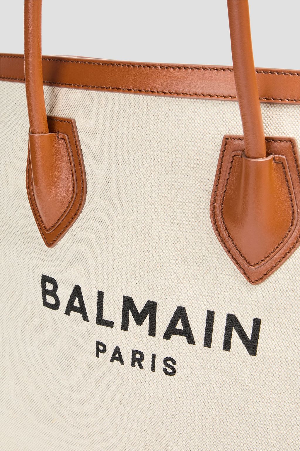 BALMAIN حقيبة توت بي أرمي من الكنفا بحواف من الجلد