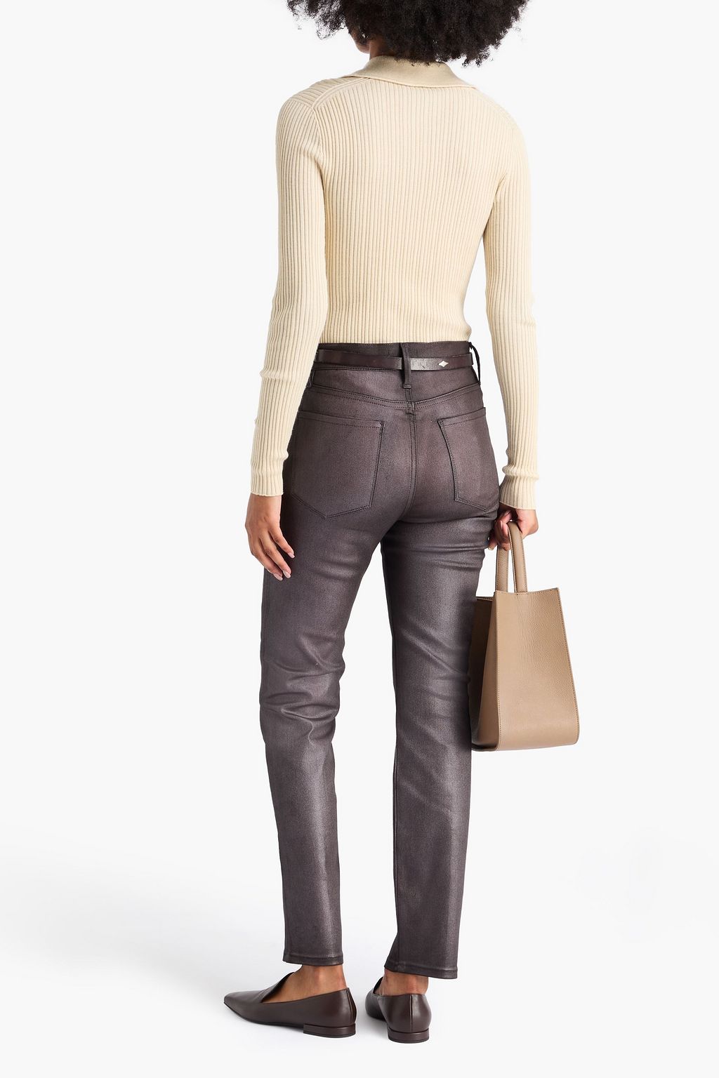 FRAME Le Sylvie metallic high-rise straight-leg jeans